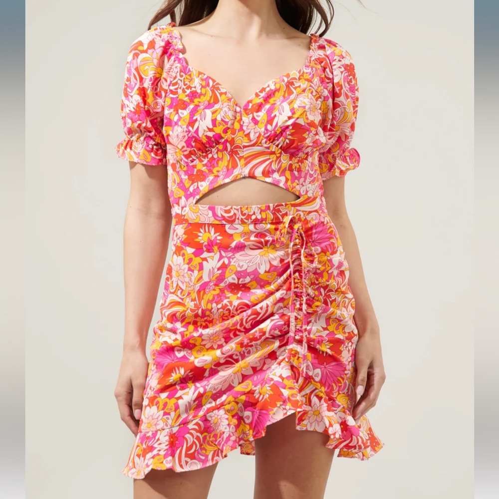 Sugarlips Mellow Groove Mendocino Satin Ruched Cutout Mini Dress